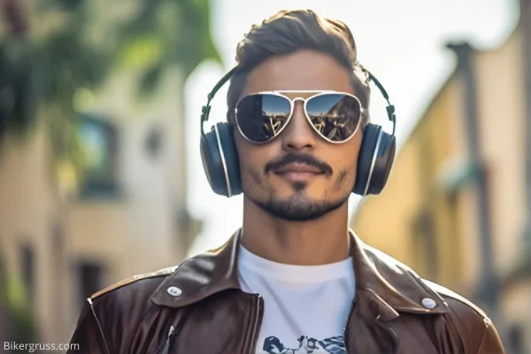 Ein Mann mit Kopfhörern, Sonnenbrille und Lederjacke hört Musik - Symbolbild für Musik-Streamingdienste