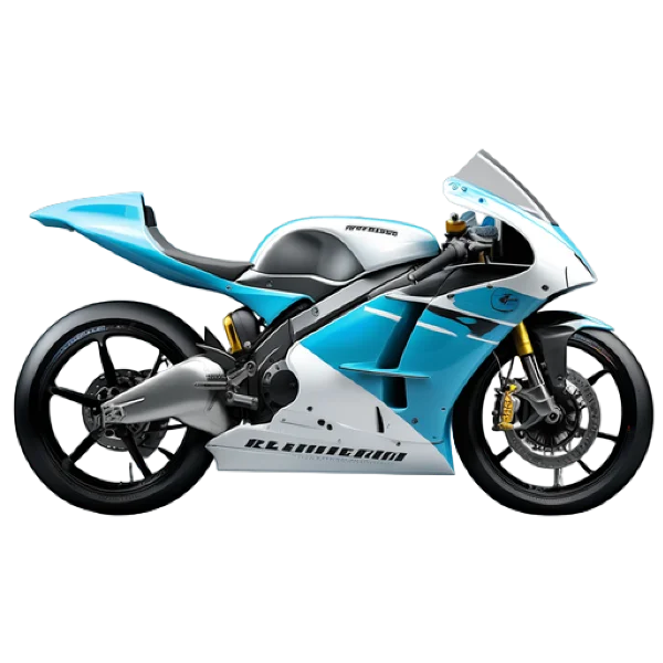 Beispiel für ein Rennsport Motorrad in hellblau