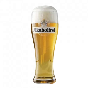 Alkoholfreies Bier für Biker – Pilsener Lagerbier in einem klassischen Pilsner-Glas. Das Bild zeigt das goldene, prickelnde Pils mit weißem Schaum und dem Alkoholfrei-Schriftzug.