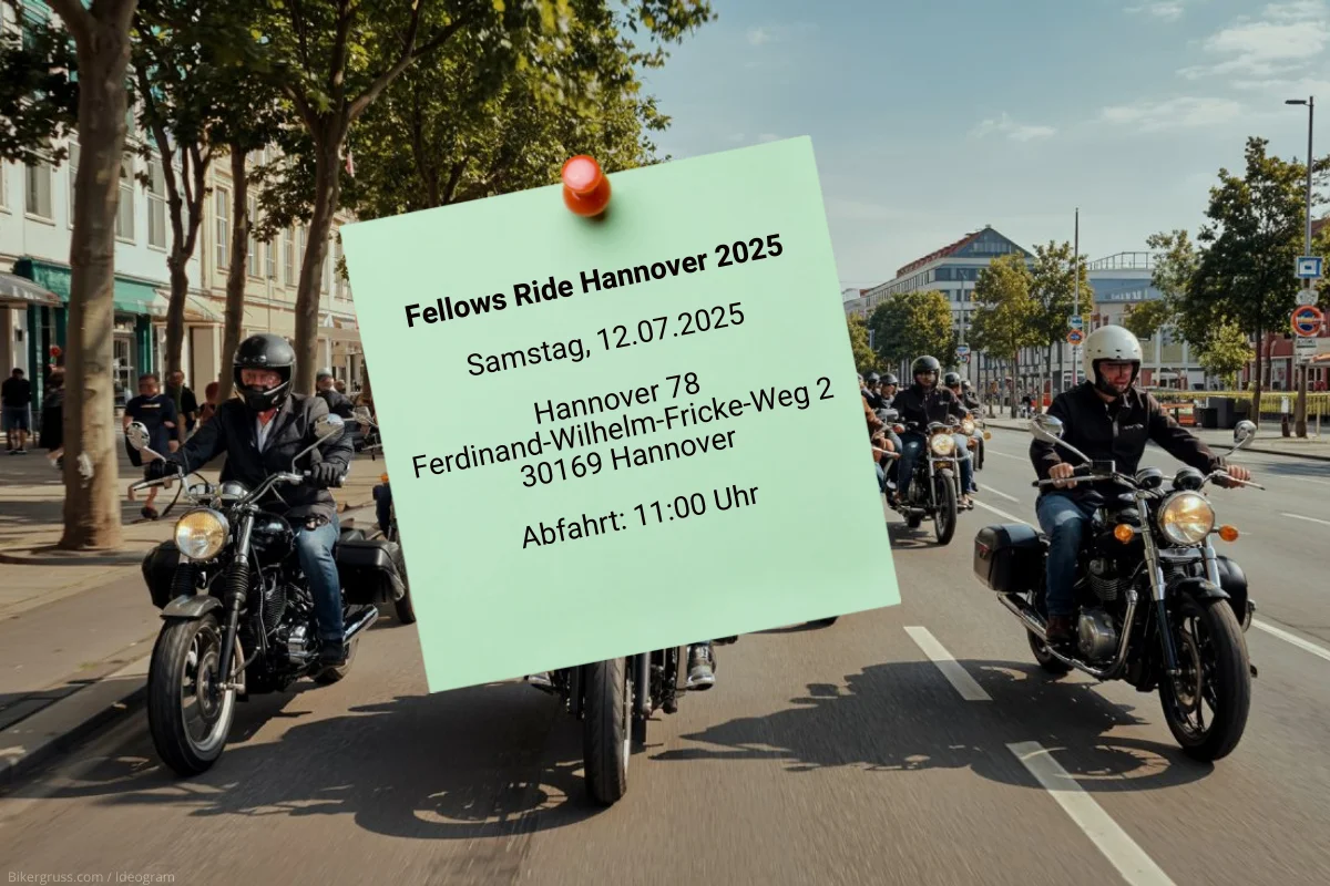 Fellows Ride Hannover 2025: Motorradkorso in Hannover am 12. Juli 2025 ab 11:00 Uhr, Startpunkt Ferdinand-Wilhelm-Fricke-Weg 2